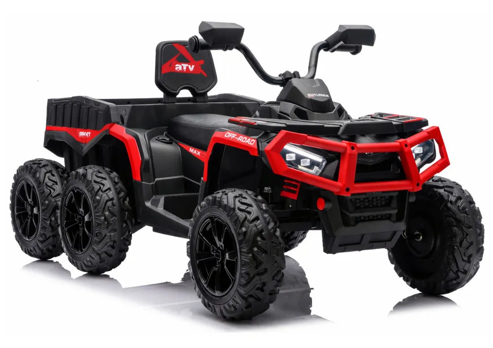 Akumuliatorinis keturratis ATV 6 ratų su priekaba JC606 24V 4x4 Raudonas