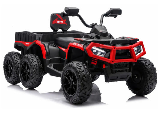 Akumuliatorinis keturratis ATV 6 ratų su priekaba JC606 24V 4x4 Raudonas