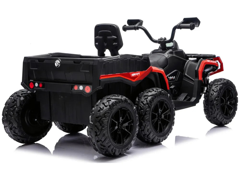 Akumuliatorinis keturratis ATV 6 ratų su priekaba JC606 24V 4x4 Raudonas