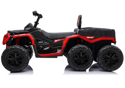 Akumuliatorinis keturratis ATV 6 ratų su priekaba JC606 24V 4x4 Raudonas
