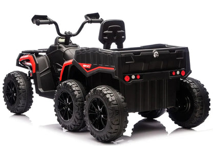 Akumuliatorinis keturratis ATV 6 ratų su priekaba JC606 24V 4x4 Raudonas
