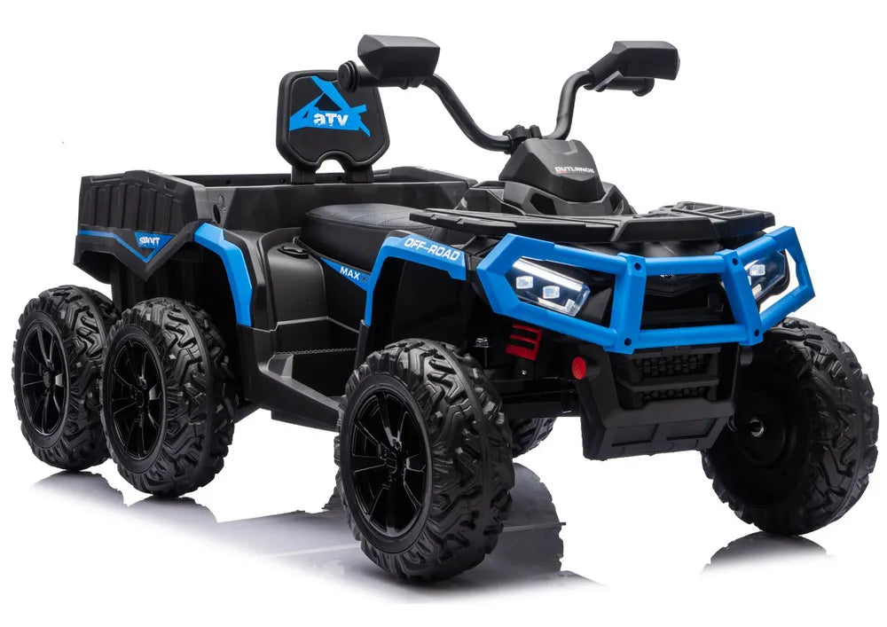 Akumuliatorinis keturratis ATV su 6 ratais ir priekaba JC606 24V 4x4, mėlynas