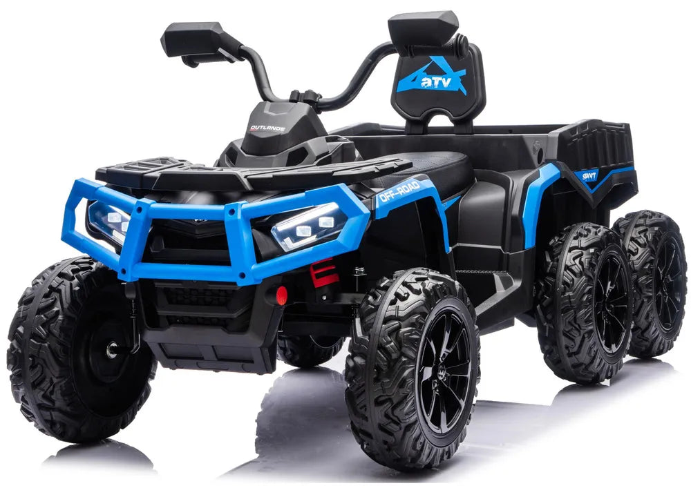 Akumuliatorinis keturratis ATV su 6 ratais ir priekaba JC606 24V 4x4, mėlynas