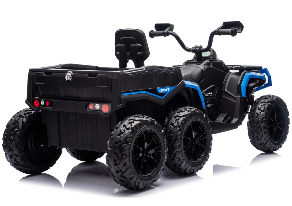 Akumuliatorinis keturratis ATV su 6 ratais ir priekaba JC606 24V 4x4, mėlynas