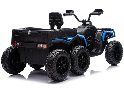 Akumuliatorinis keturratis ATV su 6 ratais ir priekaba JC606 24V 4x4, mėlynas