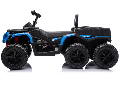 Akumuliatorinis keturratis ATV su 6 ratais ir priekaba JC606 24V 4x4, mėlynas