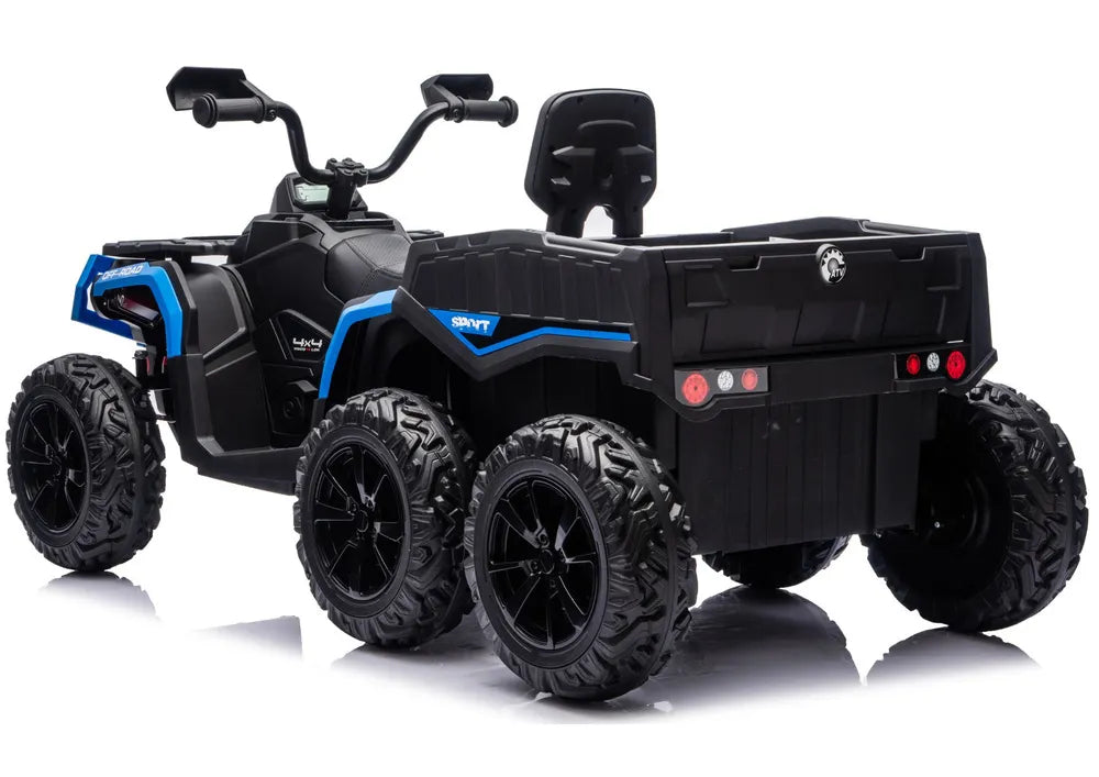 Akumuliatorinis keturratis ATV su 6 ratais ir priekaba JC606 24V 4x4, mėlynas