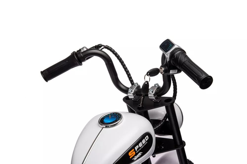 Akumuliatorinis motociklas A9902 36V baltos spalvos
