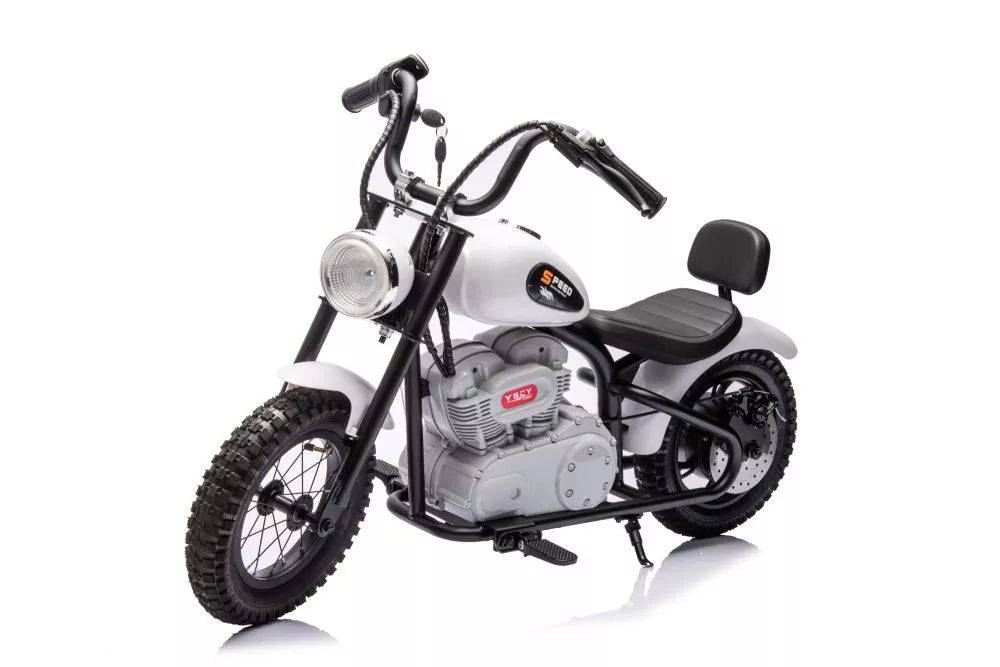 Akumuliatorinis motociklas A9902 36V baltos spalvos