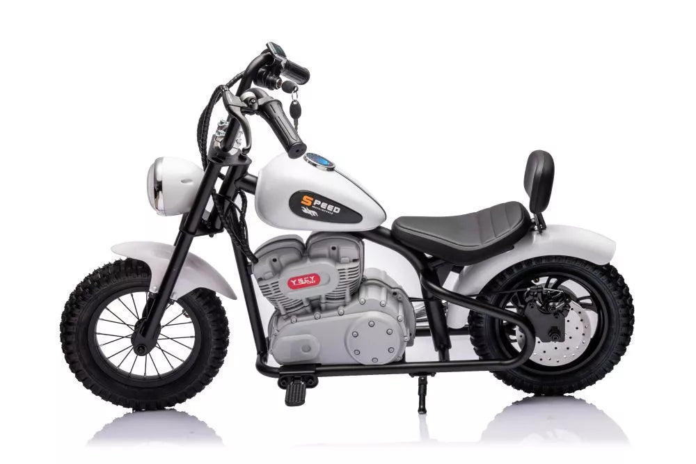 Akumuliatorinis motociklas A9902 36V baltos spalvos