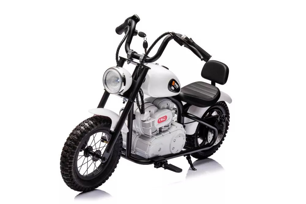 Akumuliatorinis motociklas A9902 36V baltos spalvos