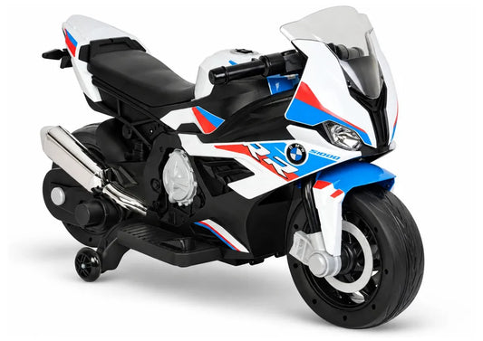 Akumuliatorinis motociklas BMW S1000RR 2156 LED šviesos, muzika, baltas