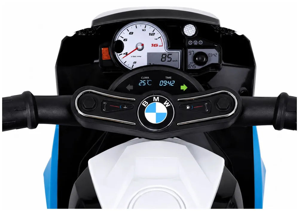 Akumuliatorinis motociklas BMW S1000RR triratis, mėlynas