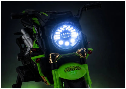 Akumuliatorinis motociklas LEAN CARS XW-07 su LED šviečiančiais ratais, žalias