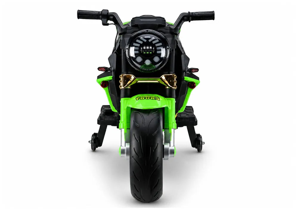 Akumuliatorinis motociklas LEAN CARS XW-07 su LED šviečiančiais ratais, žalias