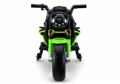 Akumuliatorinis motociklas LEAN CARS XW-07 su LED šviečiančiais ratais, žalias