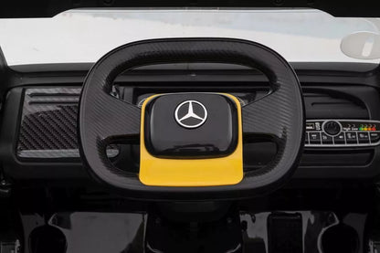 Akumuliatorinis sunkvežimis Mercedes XMX622B su puspriekabe, geltonas, LCD