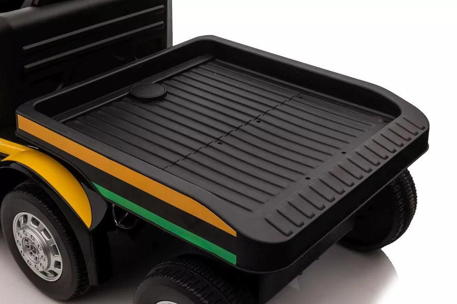 Akumuliatorinis sunkvežimis Mercedes XMX622B su puspriekabe, geltonas, LCD