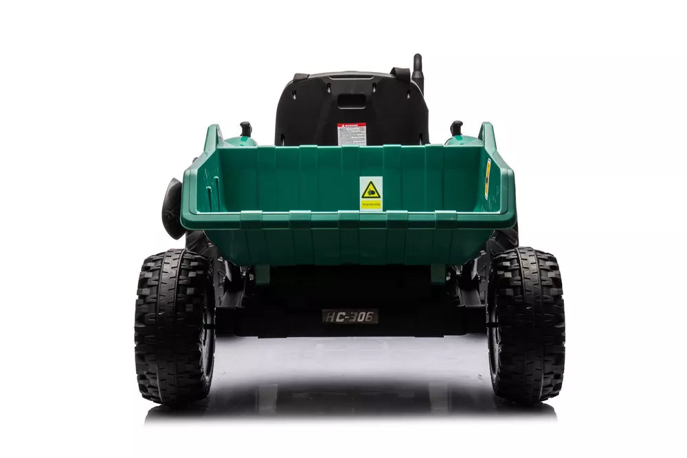 Akumuliatorinis traktorius HC-306 su priekaba, tamsiai žalias, 24V