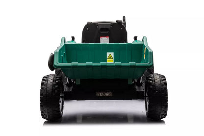 Akumuliatorinis traktorius HC-306 su priekaba, tamsiai žalias, 24V