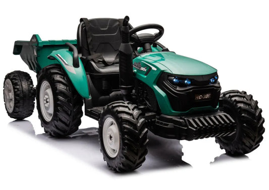 Akumuliatorinis traktorius HC-306 su priekaba, tamsiai žalias, 24V