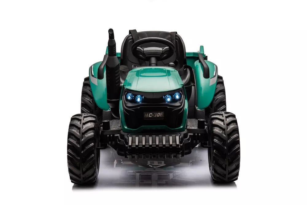 Akumuliatorinis traktorius HC-306 su priekaba, tamsiai žalias, 24V