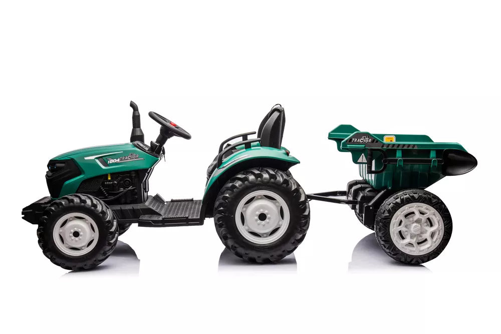 Akumuliatorinis traktorius HC-306 su priekaba, tamsiai žalias, 24V