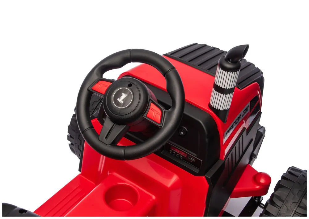 Akumuliatorinis traktorius LEAN CARS CH9959B su priekaba, raudonas, 24V