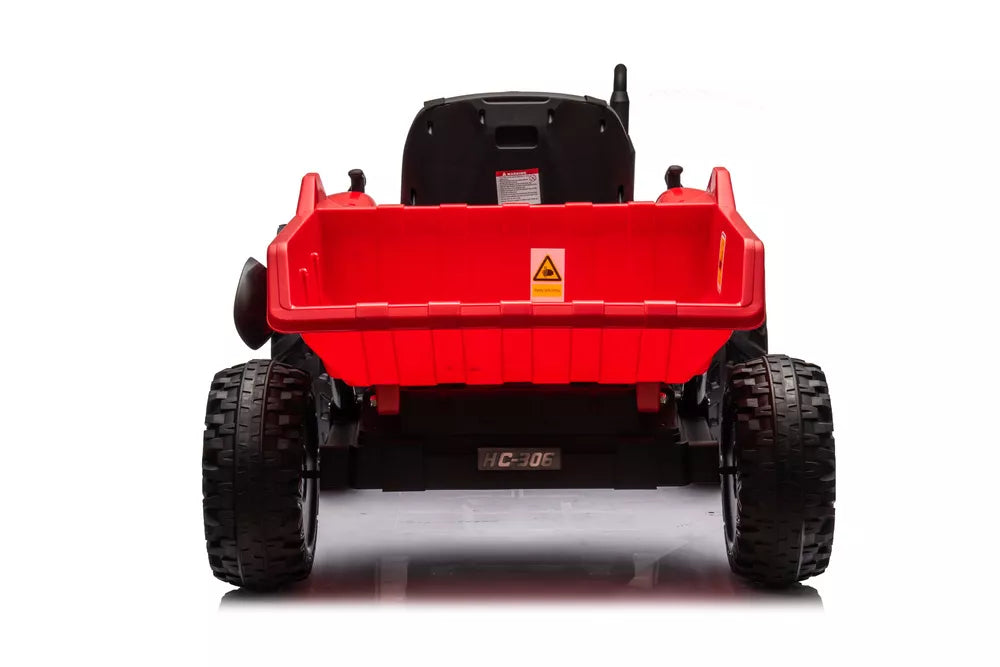 Akumuliatorinis traktorius LEAN CARS HC-306 raudonas su priekaba 24V