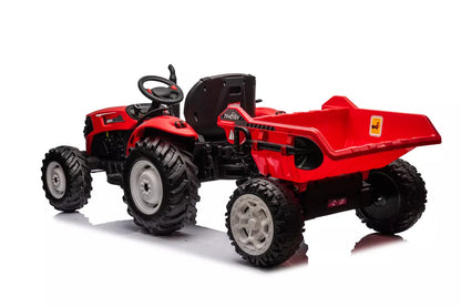 Akumuliatorinis traktorius LEAN CARS HC-306 raudonas su priekaba 24V