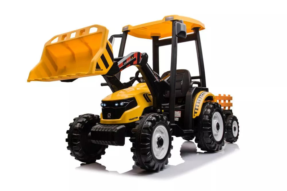 Akumuliatorinis traktorius su priekaba Hercules Yellow 24V