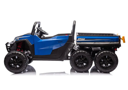 Baterija varomas 6 ratų elektromobilis XB-1038A 4x4 24V, mėlynas