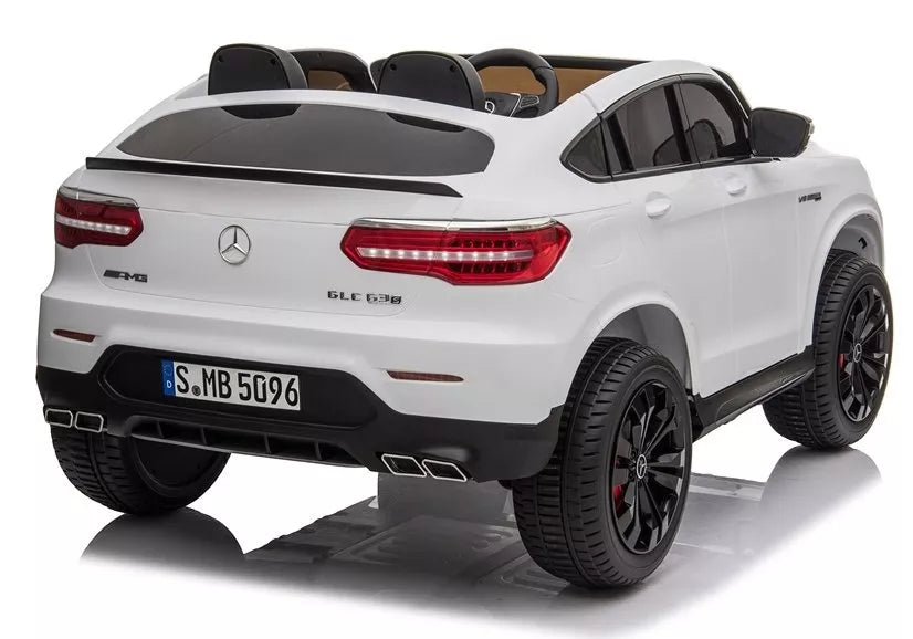 Dvivietis akumuliatorinis automobilis Mercedes GLC 63S LED žibintai MP3 Baltas