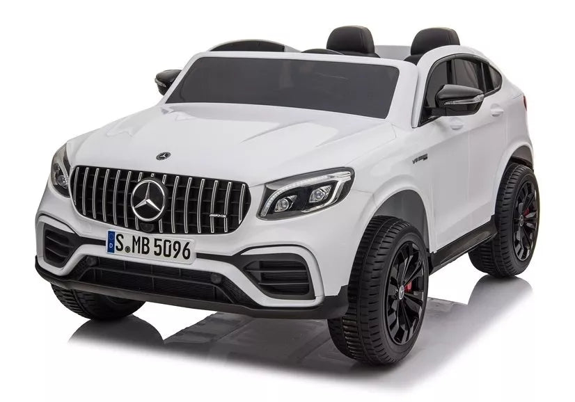 Dvivietis akumuliatorinis automobilis Mercedes GLC 63S LED žibintai MP3 Baltas