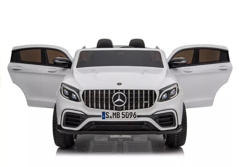 Dvivietis akumuliatorinis automobilis Mercedes GLC 63S LED žibintai MP3 Baltas