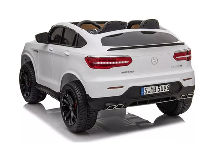 Dvivietis akumuliatorinis automobilis Mercedes GLC 63S LED žibintai MP3 Baltas
