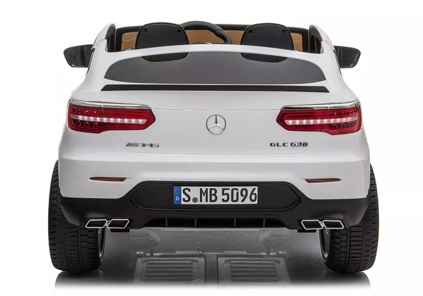 Dvivietis akumuliatorinis automobilis Mercedes GLC 63S LED žibintai MP3 Baltas