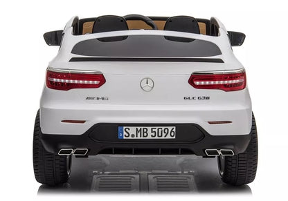 Dvivietis akumuliatorinis automobilis Mercedes GLC 63S LED žibintai MP3 Baltas