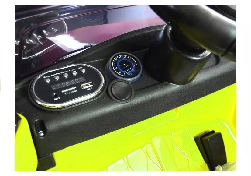 Elektrinis automobilis vaikams HL1638 su LED šviesomis, MP3 ir nuotolinio valdymo pultu, žalias