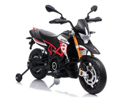 Elektrinis vaikiškas motociklas Aprilia A007, juodas ir raudonas