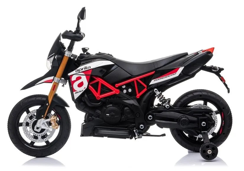 Elektrinis vaikiškas motociklas Aprilia A007, juodas ir raudonas