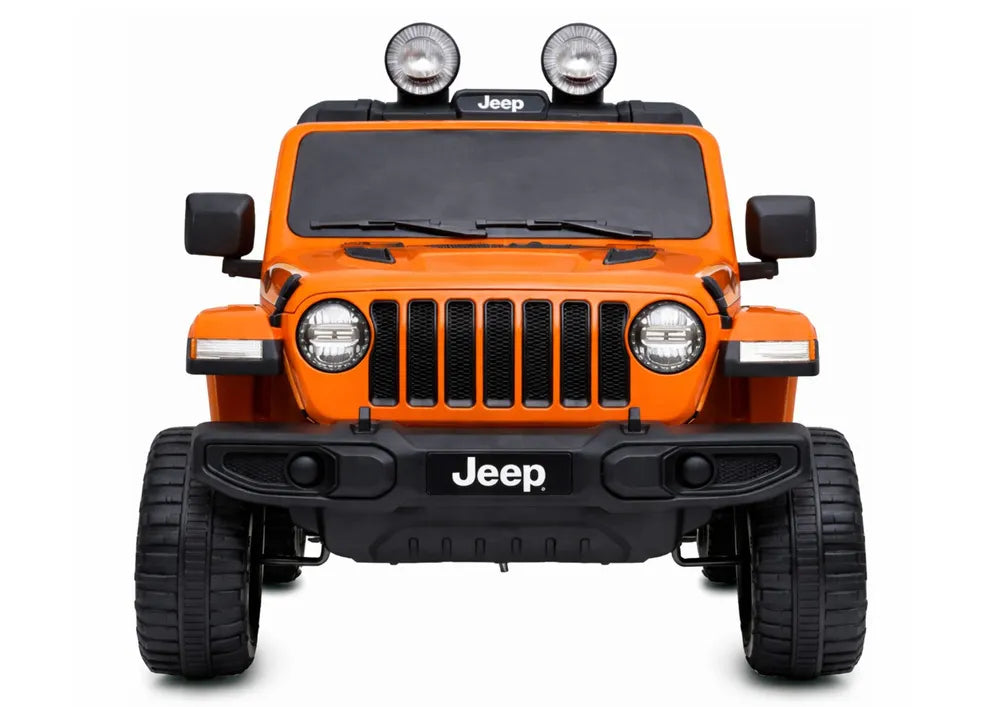 Elektrinis vaikiškas visureigis Jeep Wrangler Rubicon 4x4, oranžinis