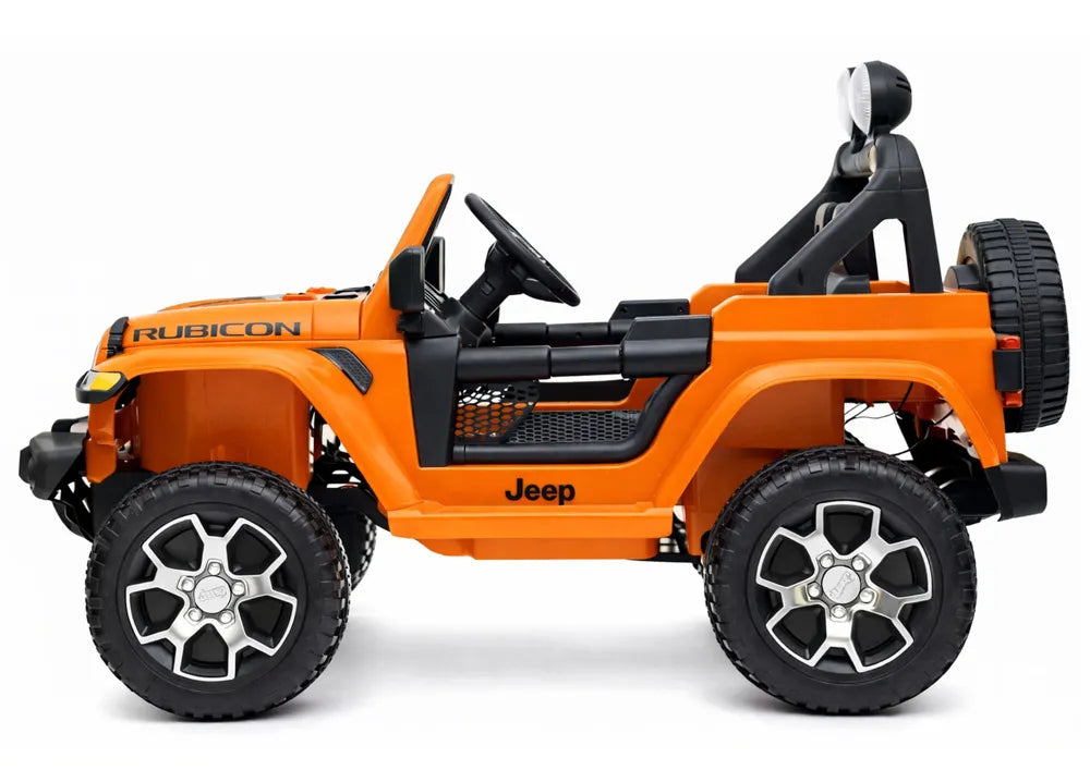 Elektrinis vaikiškas visureigis Jeep Wrangler Rubicon 4x4, oranžinis