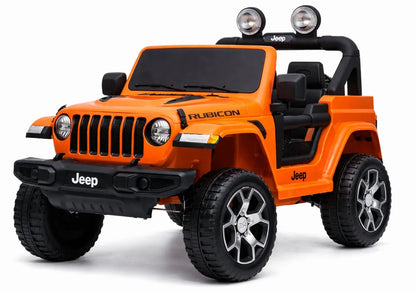 Elektrinis vaikiškas visureigis Jeep Wrangler Rubicon 4x4, oranžinis
