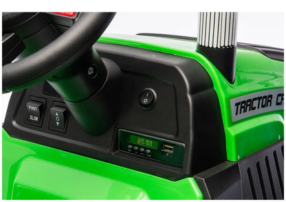 LEAN CARS CH9959B akumuliatorinis traktorius su priekaba, šviesiai žalias, 24V