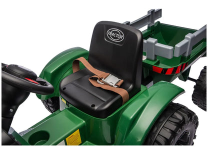 LEAN CARS CH9959B akumuliatorinis traktorius su priekaba, tamsiai žalias, 24V