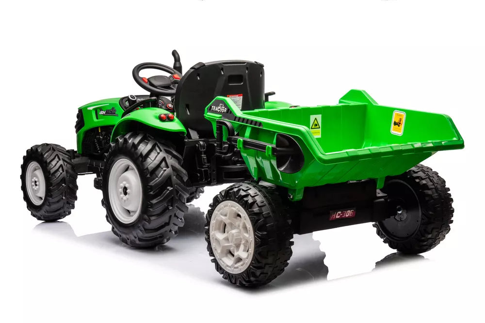 LEAN CARS HC-306 akumuliatorinis traktorius su priekaba, baltas, 24V