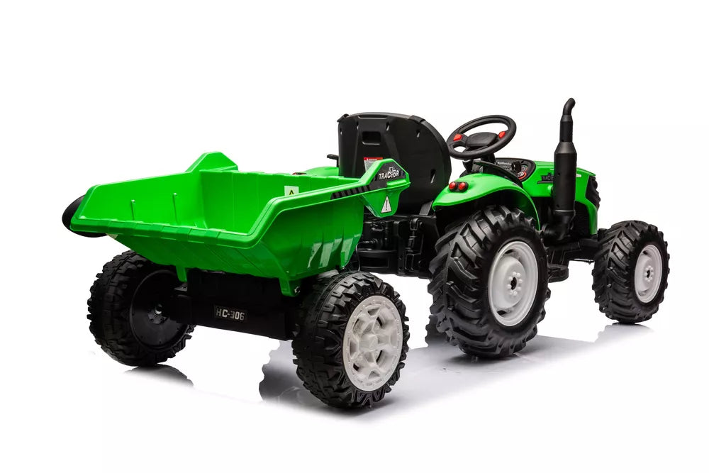 LEAN CARS HC-306 akumuliatorinis traktorius su priekaba, baltas, 24V