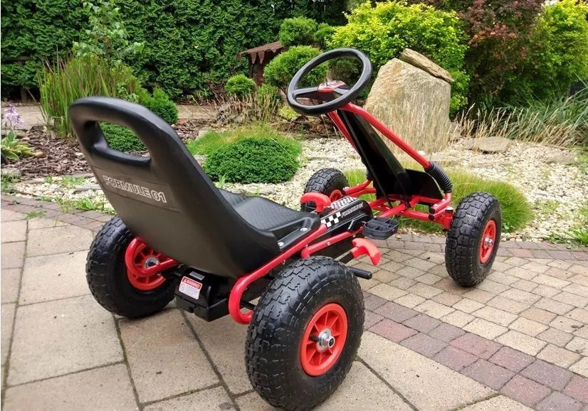 LEAN CARS raudonasis kartingas A-15 su pripučiamais ratais