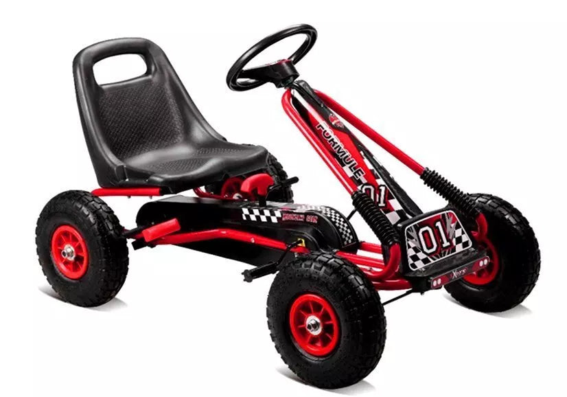 LEAN CARS raudonasis kartingas A-15 su pripučiamais ratais